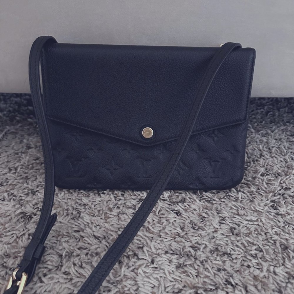 Louis Vuitton Black Monogram Empreinte Leather Twinset Bag